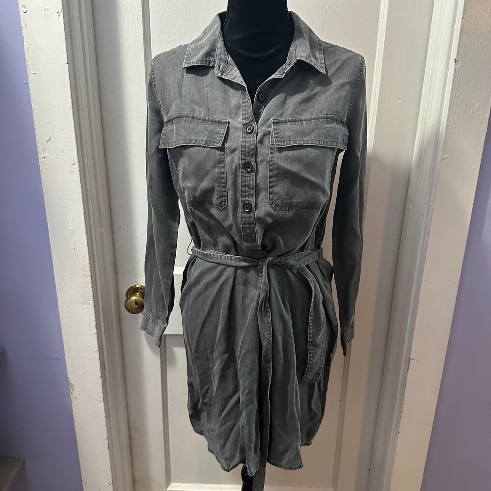 GAP Grey Denim Look Long Sleeve Dress with Belt in SP